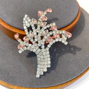 Vintage pink rhinestone brooch antique Barbie sparkly costume fashion pin